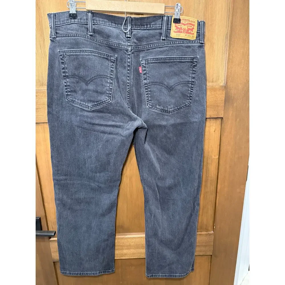 Levi's Men's 559 Black Denim Jeans Straight Leg Regular Fit Size‎ 38x30